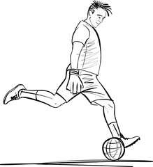 Wall Mural - Sketch of goalkeeper trying stop a shoot