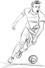 Wall Mural - Soccer or football Player Sketch - Soccer player kicks the ball.