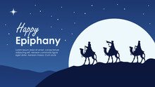 Silhouette Three Wise Man On Camel For Epiphany Background