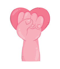 Sticker - hand fist and heart