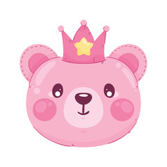 Wall Mural - pink bear with crown