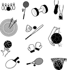 handdraw doodle sport equipment