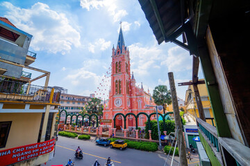 Wall Mural - view of Tan Dinh church. Before Christmas Day in Ho Chi Minh city, Vietnam