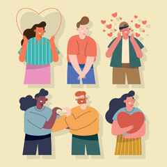 Sticker - group of six lovers