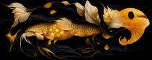 Abstract Separated Golden Koi Illustration
