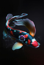 Colorful Elegant Koi Fish Illustration Made With Generative AI