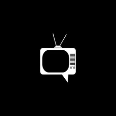 Sticker - TV chat logo. Chat emblem icon isolated on dark background