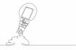 Continuous one line drawing of clipboard launching with light bulb. Checklist with results of social surveys. Creation of new project, startup strategy. Single line design vector graphic illustration