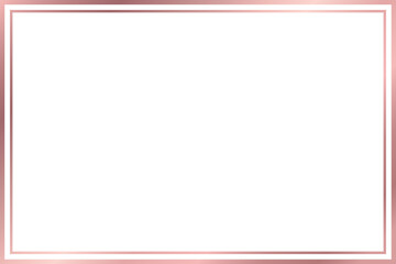 Wall Mural - double rectangle rose gold frame, duo line metallic pink border isolated on transparent background, 