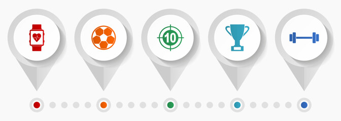 Aufkleber - Sport vector icons, competition flat design web pointers collection, business concept infographic template