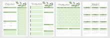 Set Of Personal Planners Page Templates With Calendar 2023 Year. Vertical A4 Format Daily, Weekly, Monthly Plan. Watercolor Foliage Design. Vector Journal For Daily Routine