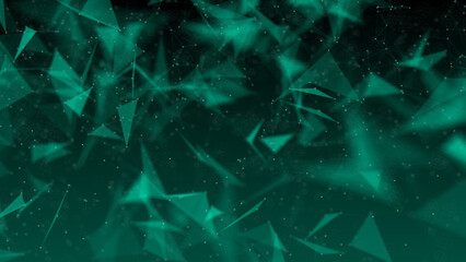 Poster - abstract plexus green geometry background. digital technology network connection concept. 3d rendere
