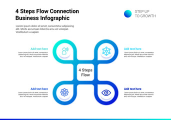 Wall Mural - 4 Steps Flow Connection Infographic