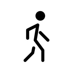 Wall Mural - Human black glyph ui icon. Passer by. Walking person. Citizen. User interface design. Silhouette symbol on white space. Solid pictogram for web, mobile. Isolated vector illustration