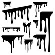 Dripping ink. liquid drops, melting paint, Isolated graffiti splashes png.