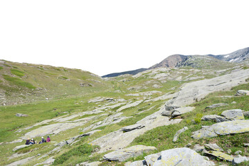 Wall Mural - Isolated PNG cutout of a mountain in summer in the Alps on a transparent background, ideal for photobashing, matte-painting, concept art