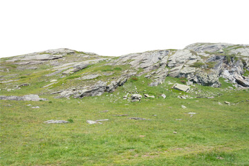 Wall Mural - Isolated PNG cutout of a mountain in summer in the Alps on a transparent background, ideal for photobashing, matte-painting, concept art