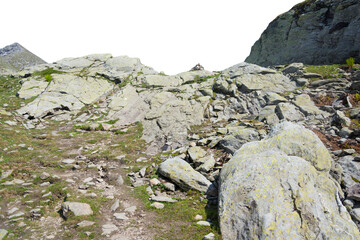 Wall Mural - Isolated PNG cutout of a mountain in summer in the Alps on a transparent background, ideal for photobashing, matte-painting, concept art