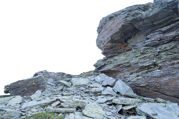 Wall Mural - Isolated PNG cutout of a mountain in summer in the Alps on a transparent background, ideal for photobashing, matte-painting, concept art