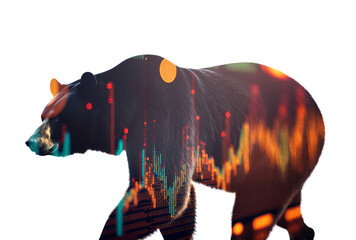 Wall Mural - Stock market bear market trading graph. Silhouette of a bear with investment diagram. Generative ai