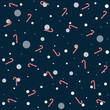Seamless pattern with snow and candycanes