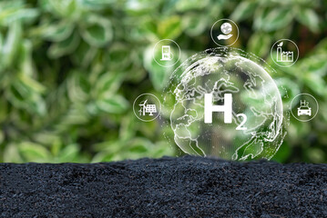 concept for clean hydrogen energy. the environment friendly industry, and alternative energy. future