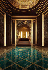 Hall of a luxury home. Corridor between rooms in an antique mansion ,made with Generative AI