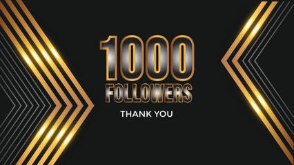 Thank you template for social media  thousand followers, subscribers, like. 1000 followers
