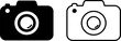 Camera icons. Photo camera in flat and line art style. PNG image