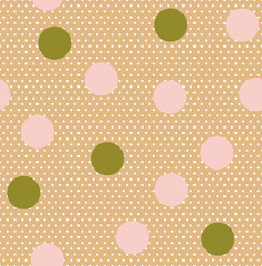 Wall Mural - Abstract Detailed Polka Dots Vector Seamless Pattern Trendy Fashion Colors Stylish Minimal Concept Different Sizes Circles Fashionable Textile Perfect for Allover Fabric Print