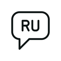 Wall Mural - Speak Russian (RU) speech bubble isolated icon, speaking Russian language outline vector icon with editable stroke