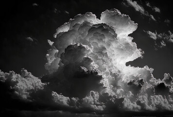 Canvas Print - A cloud's silhouette in black and white. Generative AI