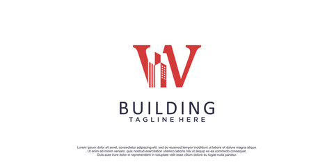 Wall Mural - Building logo with initial w concept for business contruction