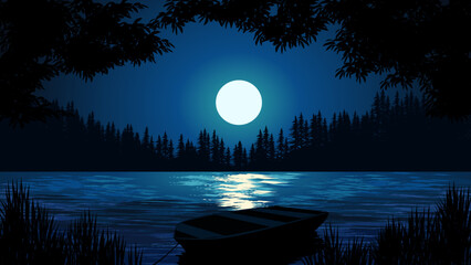 Wall Mural - full moon over the lake