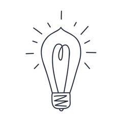 Wall Mural - stylish light bulb hand drawn, black and white vector illustration.