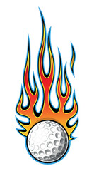 Wall Mural - fire and golf ball vector art graphic golf ball with tribal flame vinyl car sticker motorcycle truck