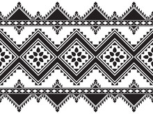 Ikat Horizontal Seamless Pattern. Geometric Ethnic Pattern Design. Black White Fabric Pattern Design. Vector Illustration.