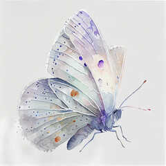 Wall Mural - Abstract watercolor white butterfly. Digital illustration. Generative AI