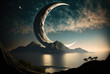 © 2rogan - White crescent moon against a beautiful background. Generative AI