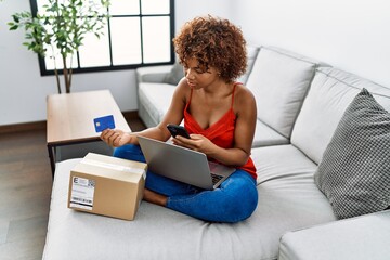 Sticker - Young african american woman having problem with order at home