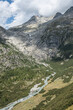 Felslandschaft unterhalb des Rhonegletschers mit dem Beginn der Rhone, Kanton Wallis, Schweiz