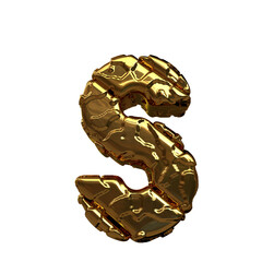 Symbol made of gold diagonal un-polished blocks. letter s