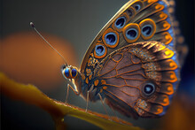 Butterfly On Leaf Macro, Closeup, Generative AI 