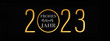 2023 Frohes neues Jahr Feiertag Grußkarte Banner - Goldener glitzer Kreis mit Text deutsch auf schwarzer Nachthimmel Textur Hintergrund