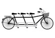 tandem bicycle with three seats, family concept, team work, illustration on a transparent background, PNG image
