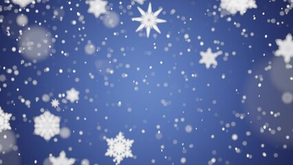 Wall Mural - festive christmas background with flying snowflakes and shimmering particles.