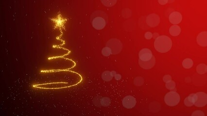 Wall Mural - glowing christmas tree animation with light and particles. 3d animation