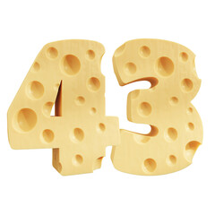 Number 43, Number forty three cheese icon design.