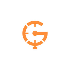 G with clock logo design vector sign