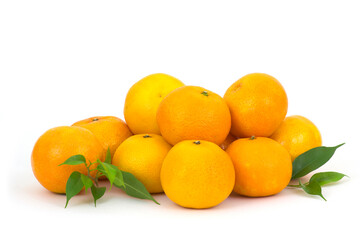 Wall Mural - fresh tangerines on white